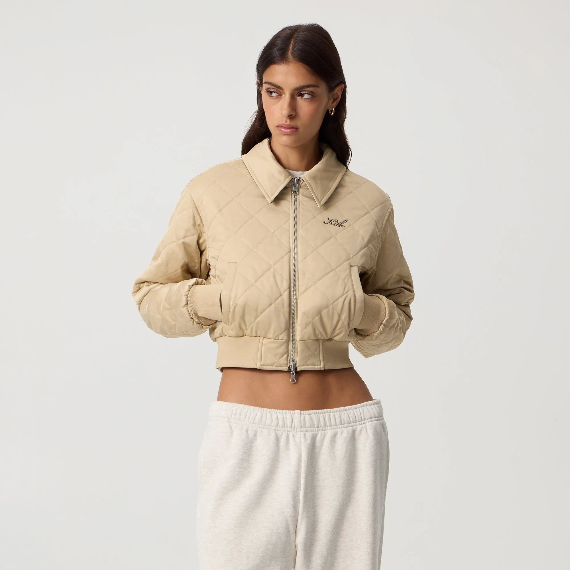 Eco Friendly Coatings Effortless Layer Kith Women Reversible Landry IV Cropped Satin Bomber Jacket - Canopy