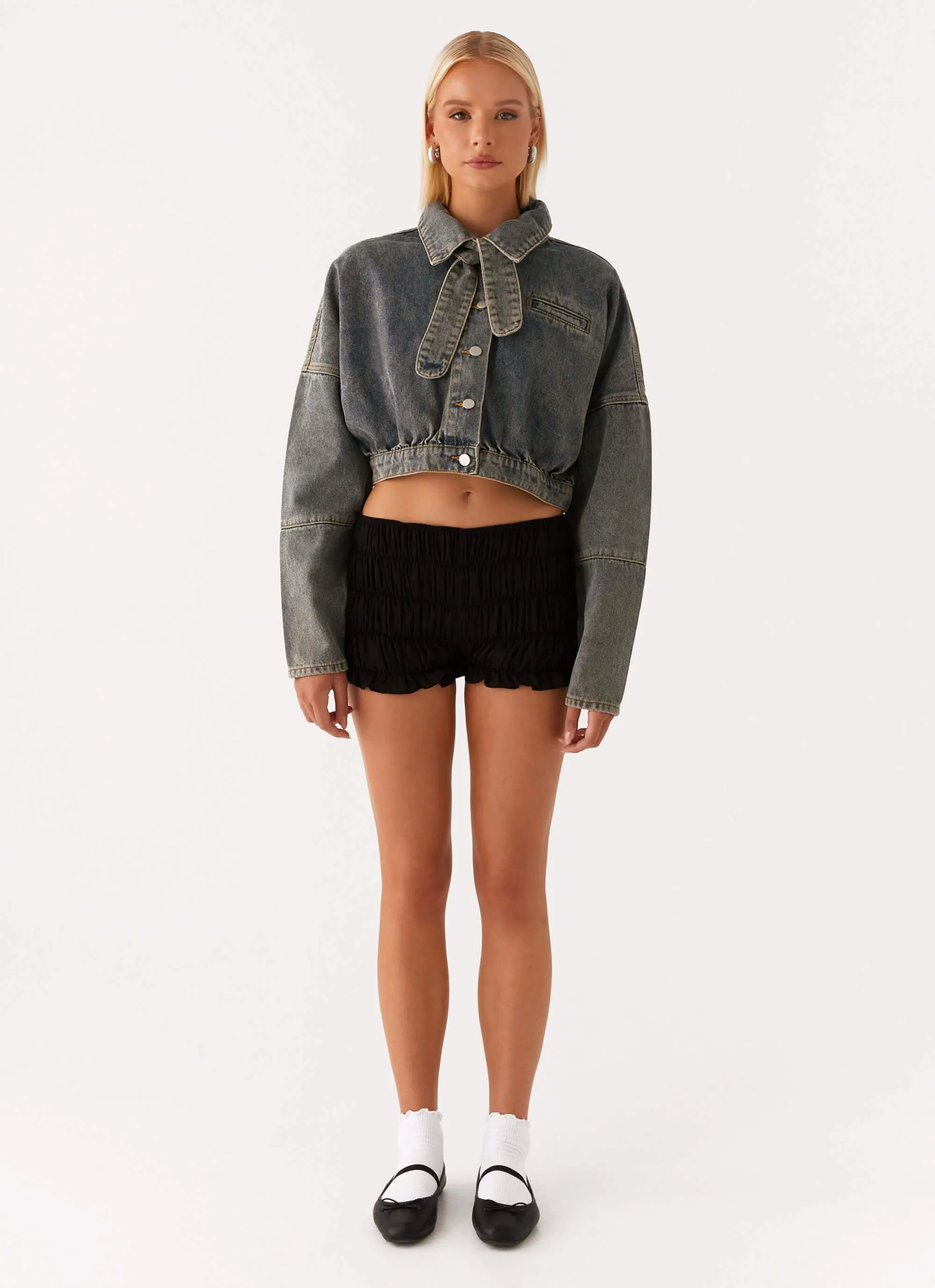 Lilith Boxy Denim Jacket - Vintage Wash All Season Adaptability
