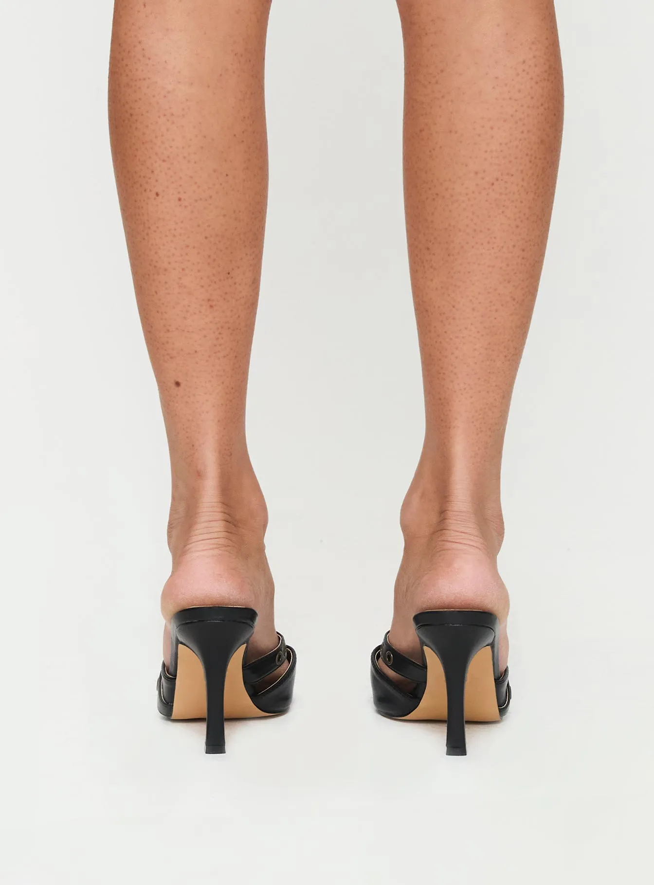 Ankle Strap Shoes Compelling Pointed Toe Heels Black