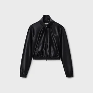 T by Alexander Wang Shrunken Zip-Up Jacket - Black Sealed Seam Construction