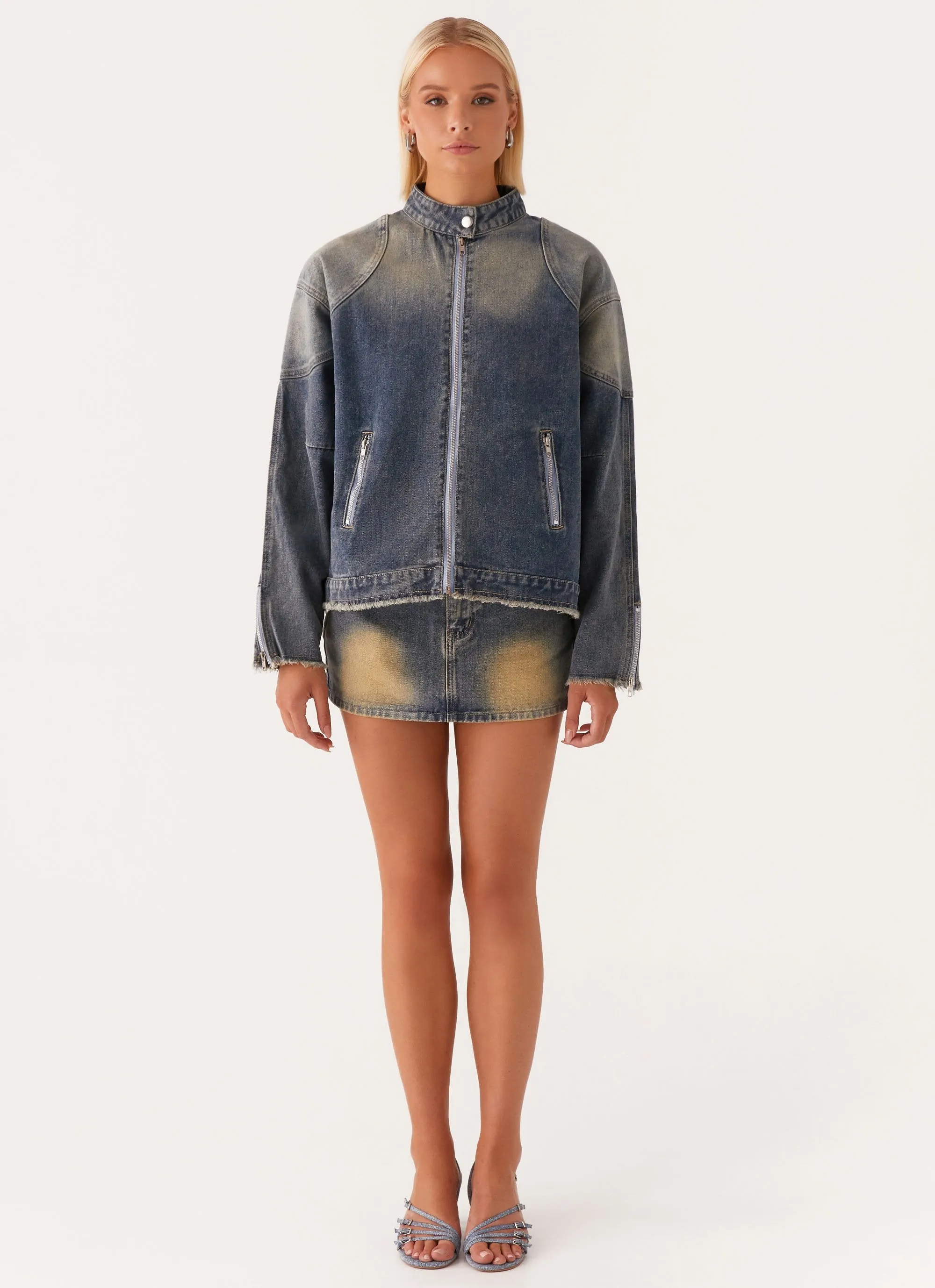 Travel Must Not Like Us Denim Jacket - Vintage