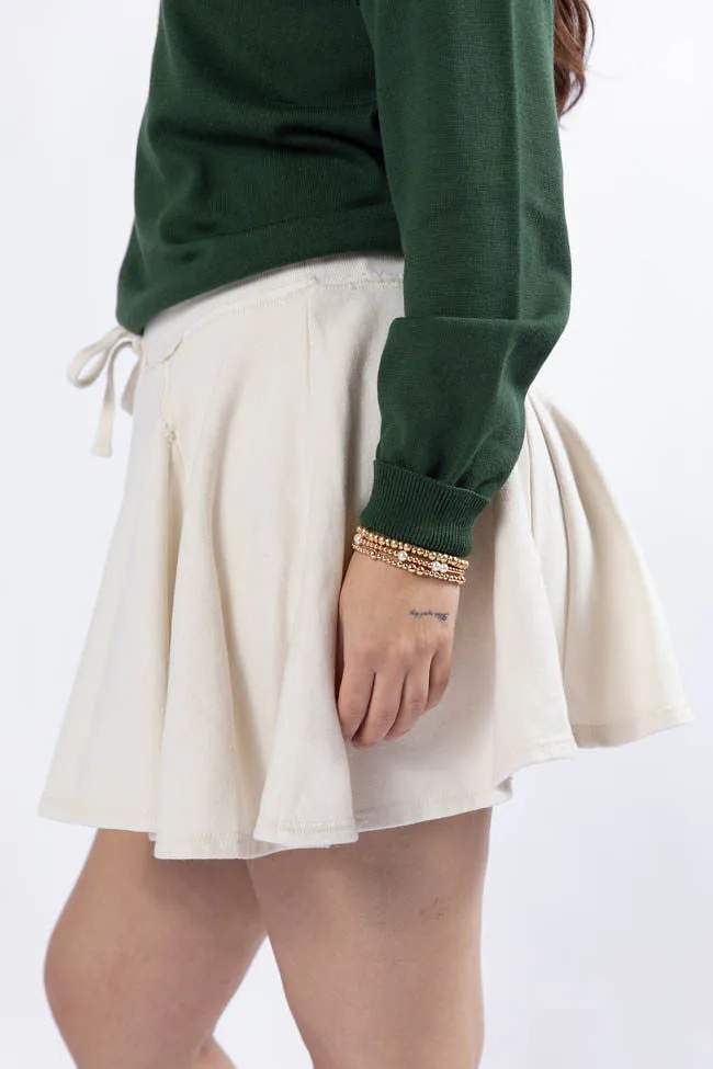Where To Next Cream Knit Skort SALE raw hem Weekend Favorite
