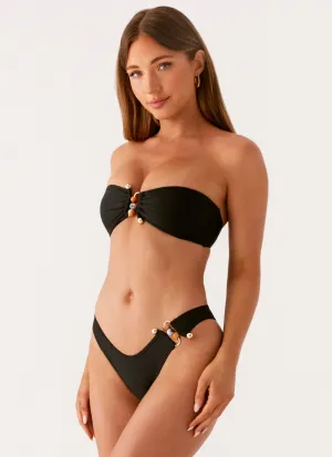 Anti Pilling Fabric Blend Ilyana Bandeau Bikini Top - Black