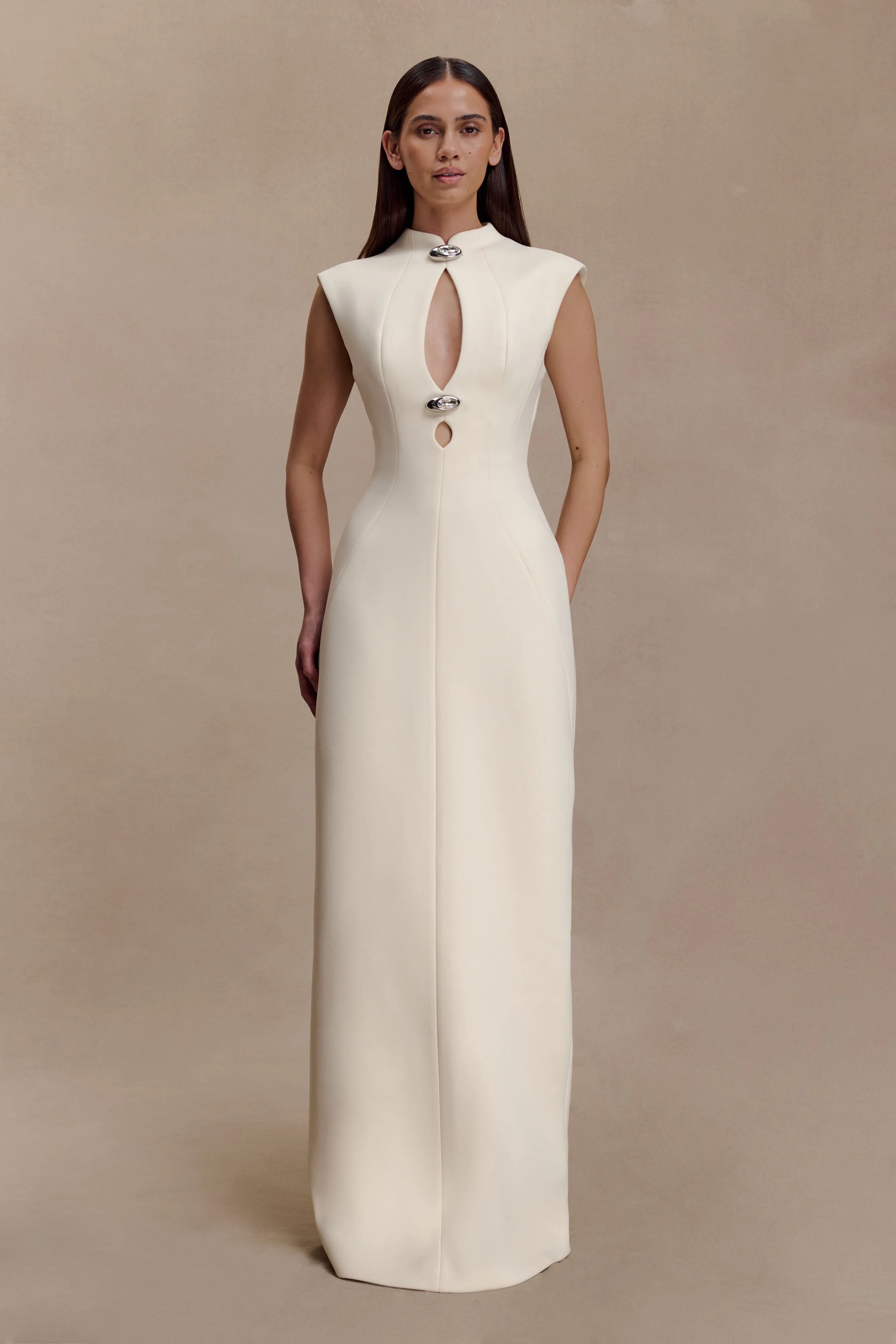 Luxury-Fabric Michelle Cut Out Maxi Dress - Buttercream