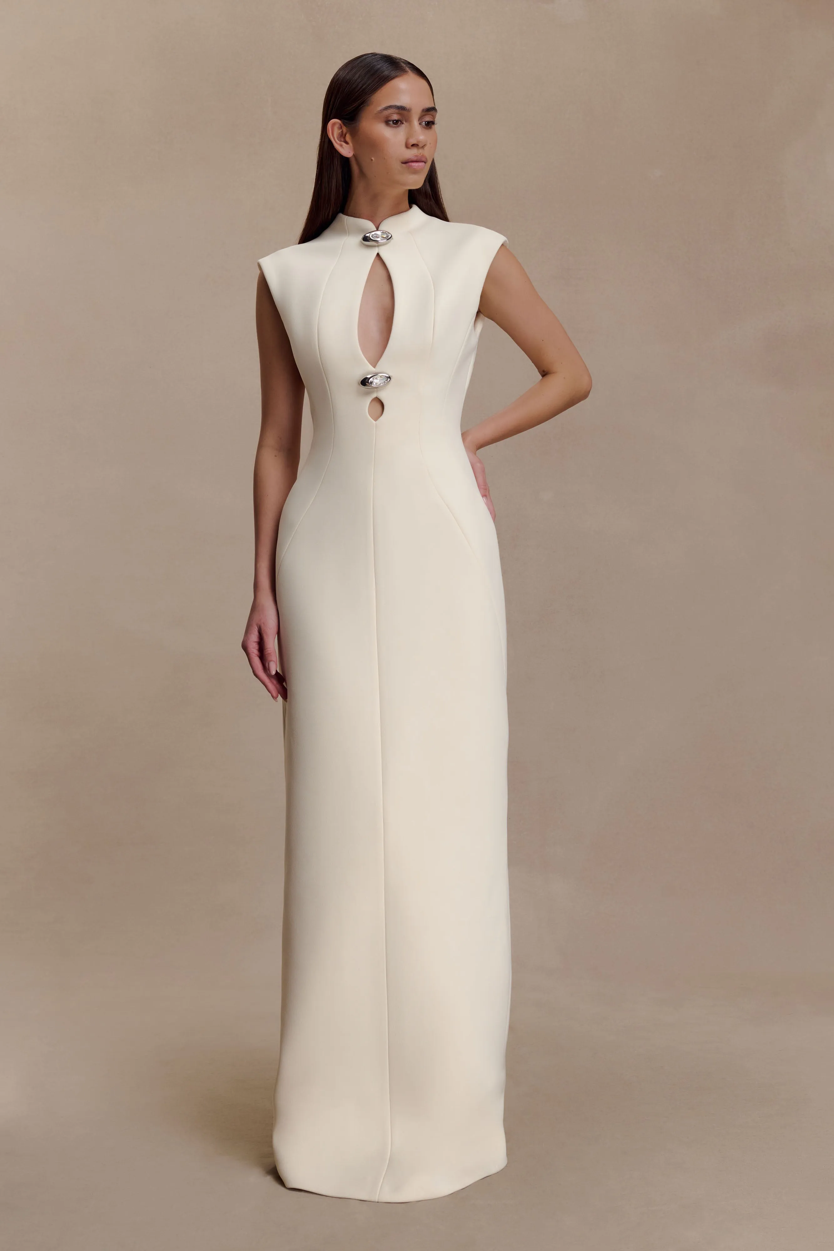 Michelle Cut Out Maxi Dress - Buttercream Shared Glow Dress-Up Style