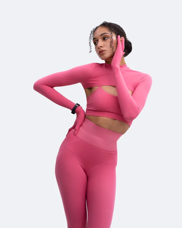 Adjustable hook Glove Sleeve Crop Top