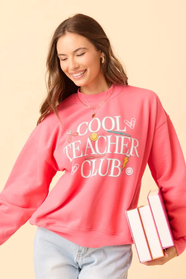 product business casual sophistication Cool Teacher Club Light Red Graphic Sweatshirt