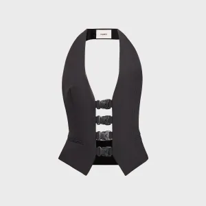 Double Layered Coperni Technical Buckle Waistcoat - Black