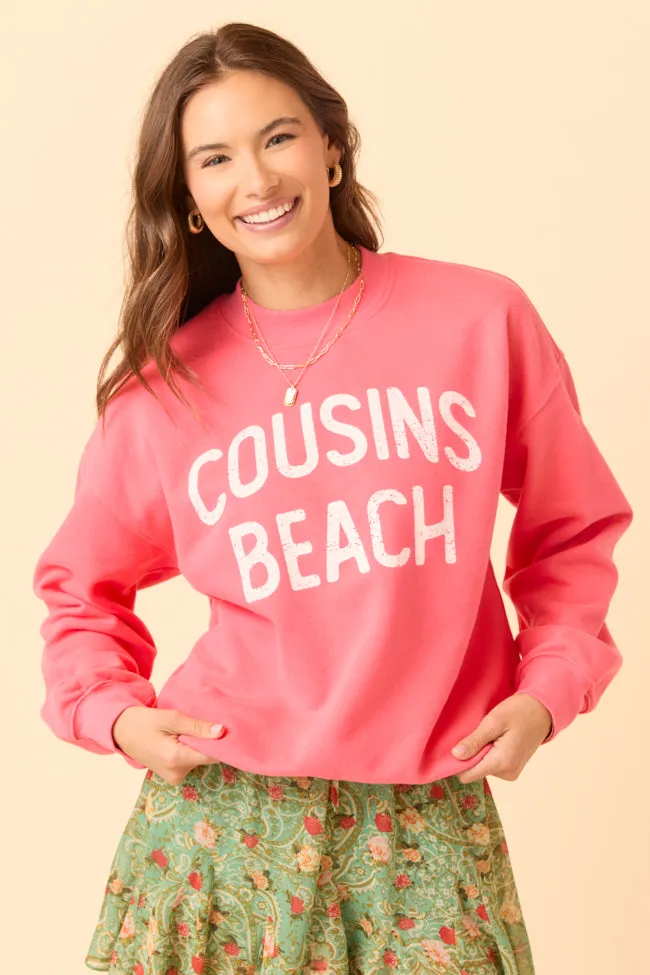 Unisex Cousins Beach Light Red Graphic Sweatshirt