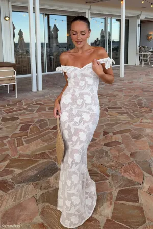 Cool Fabric Cornelia Floral Sheer Maxi Dress - Ivory