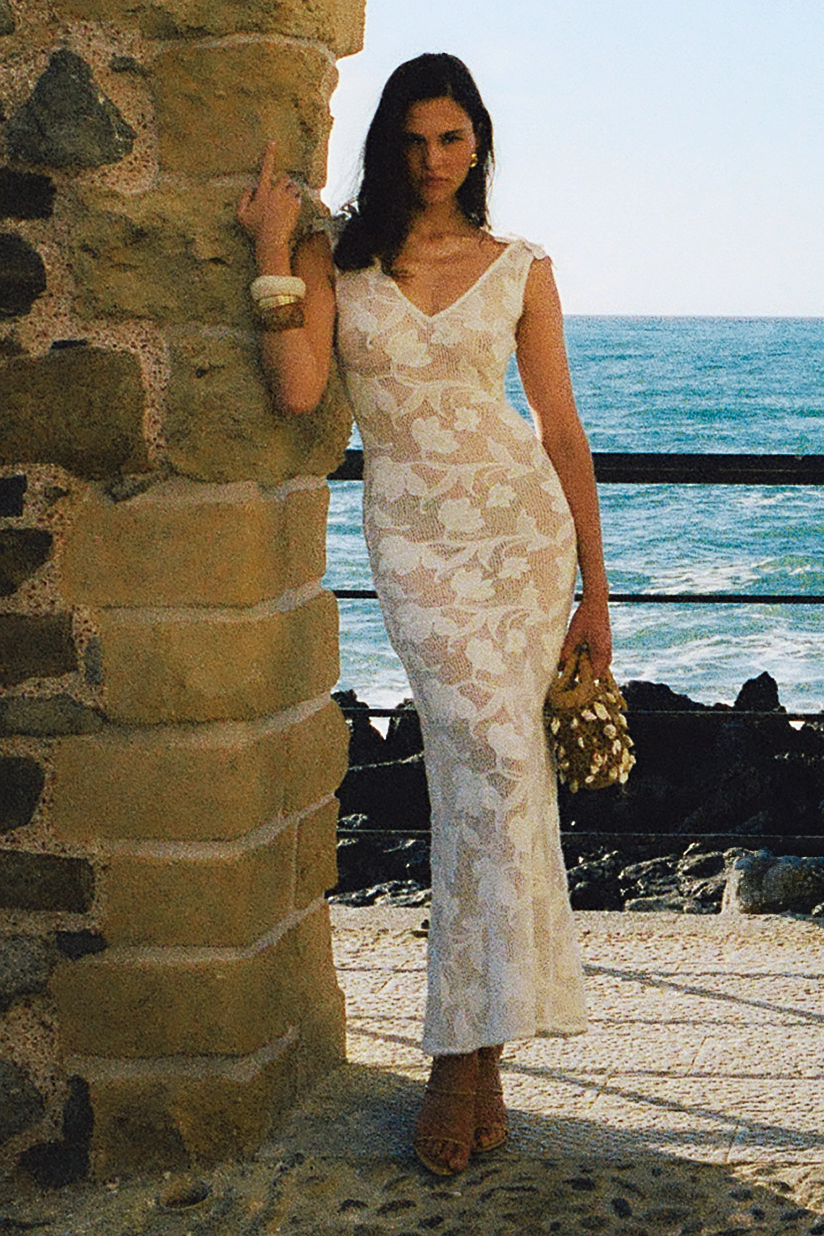 Baby-Shower Fresh Form Cornelia Floral Sheer Maxi Dress - Ivory