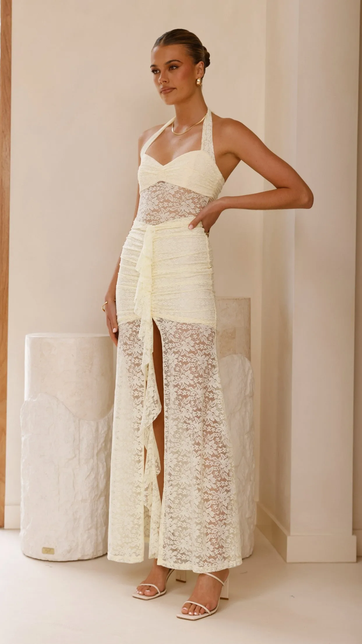 Fall Mood cut out Annika Maxi Dress - Lemon