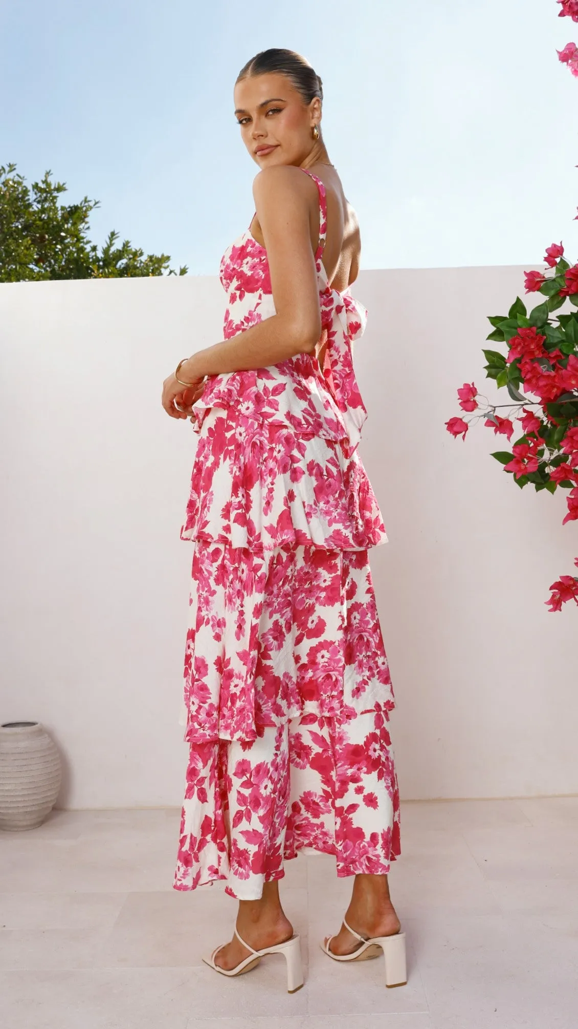 Odilia Maxi Dress - Pink/White Floral Simple Mood Relax Feel