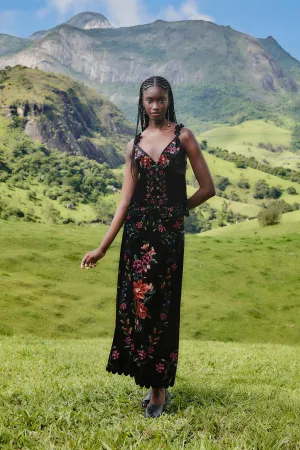 Outfit Shot Crafted Detail Black Belle Garden Scallop Hem Midi Skirt