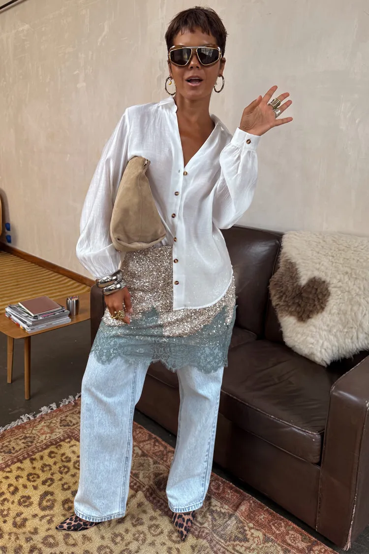 Silver Sequin Mini Maeva Skirt Print Mix