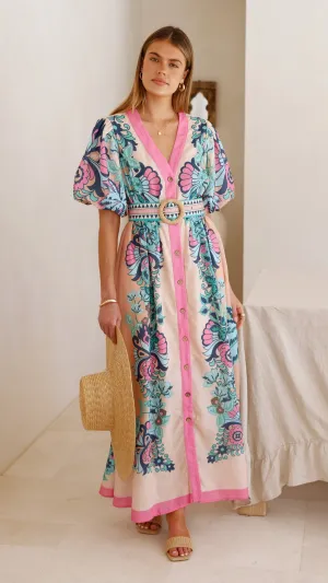 Dali Maxi Dress - Island Bloom Pink Comfortable office piece Fitted Mood