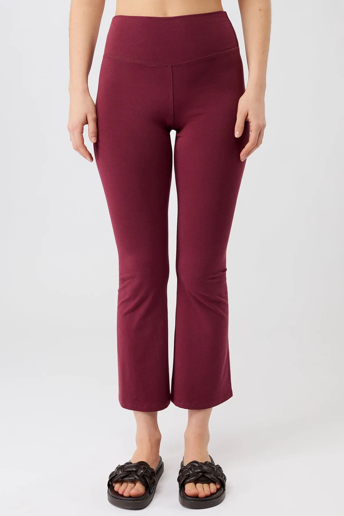 Cropped Flared Pants - Beet Wrinkle Resistant Eco Shopper Non Restrictive Fit