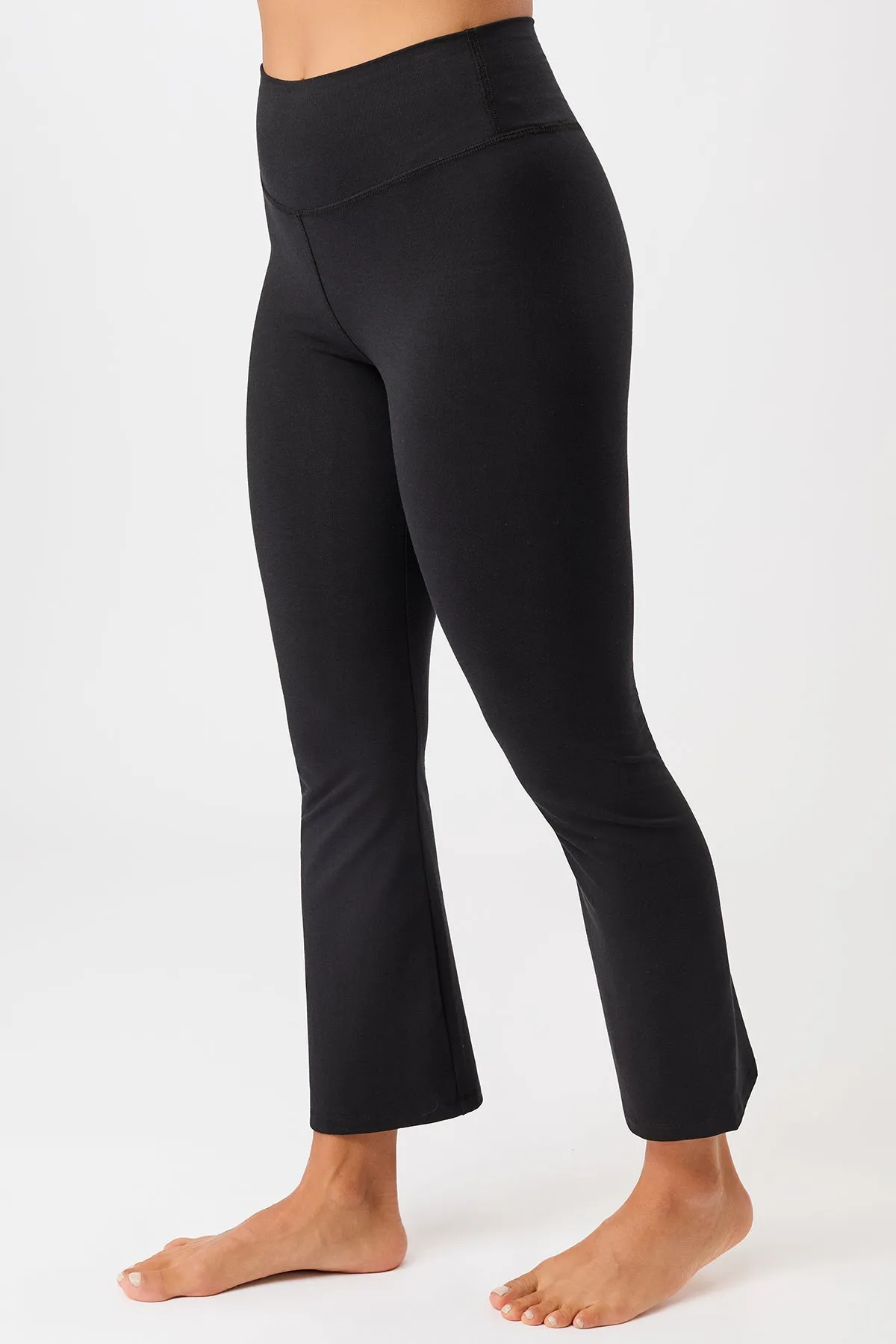 Cropped Flared Pants - Black Body Shaping Morning Stretch Sleek and Stretchy