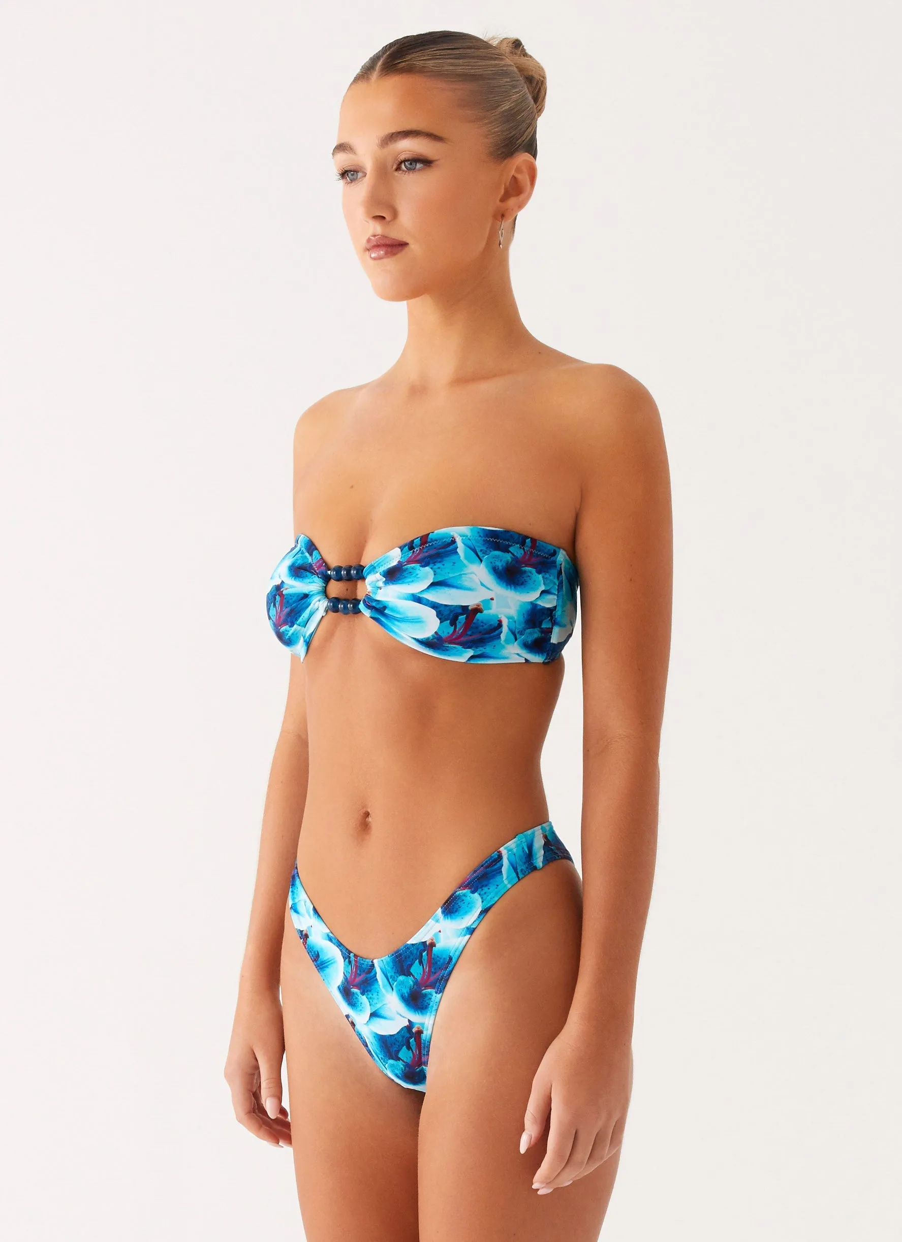 Cuba Bikini Bottoms - Turquoise Floral Ocean Getaway