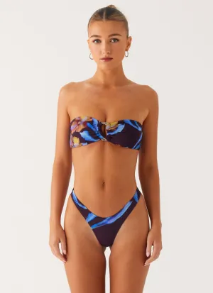 Cuba Strapless Bikini Top - Dark Floral Practical Design