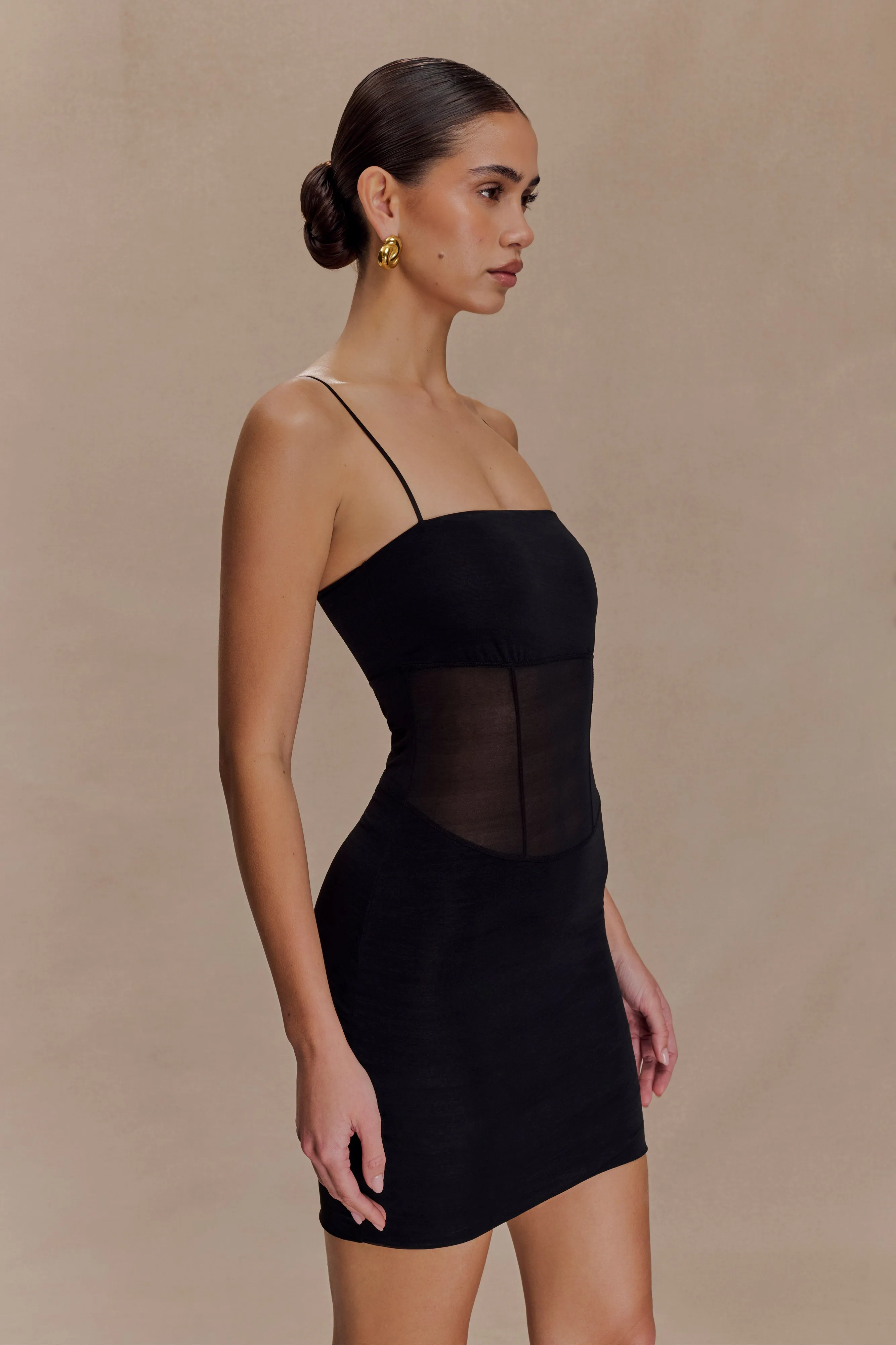 Golden Scene Maryk Mesh Mini Dress - Black