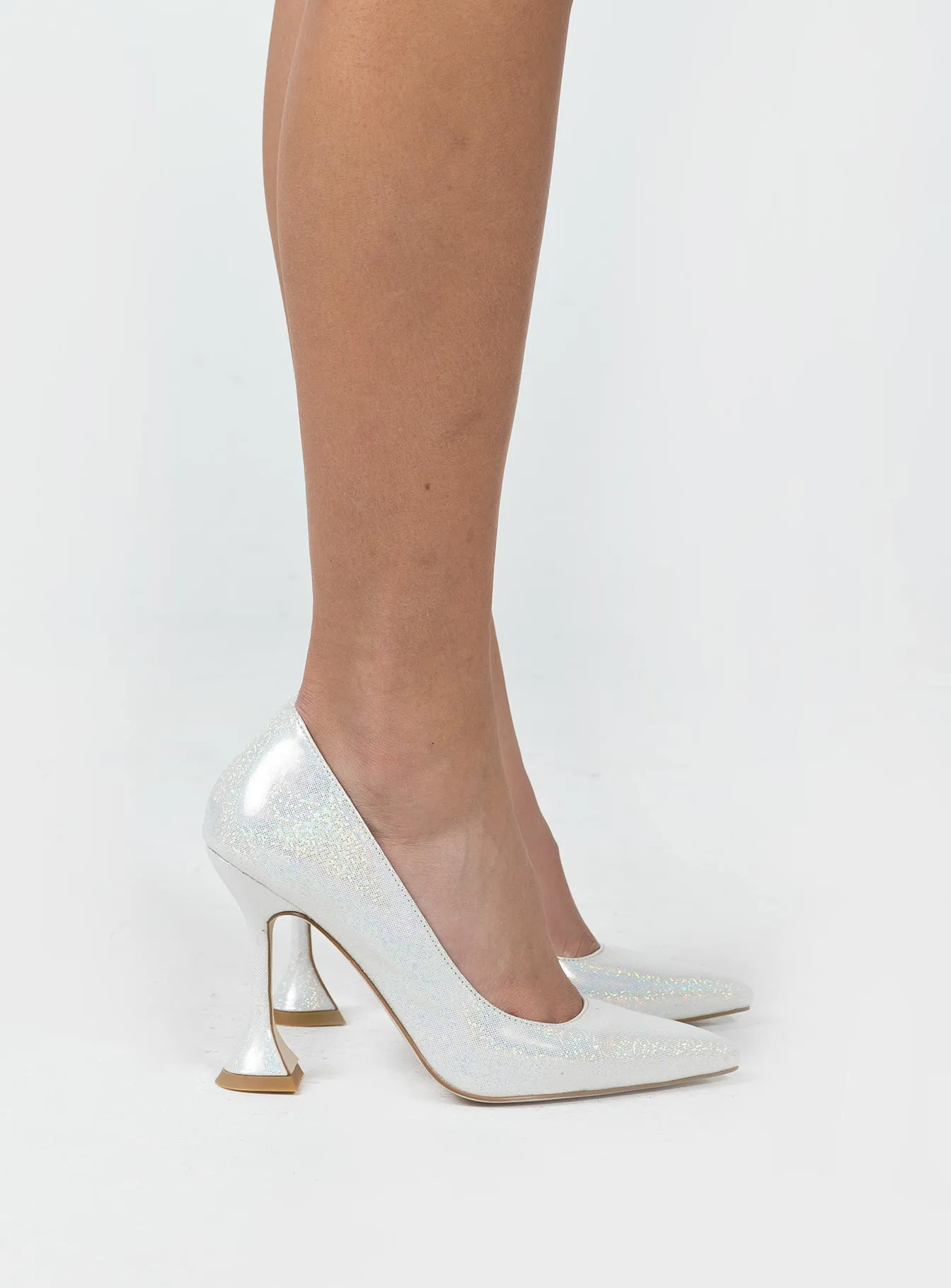 Breathable Lining Vella Patent Heels White