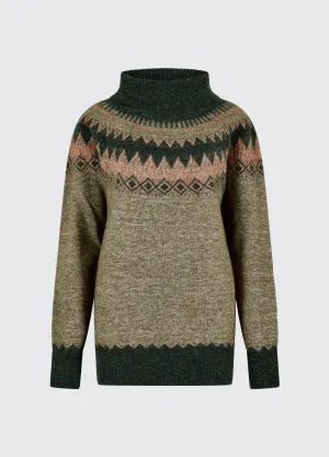 Odor Resistant Blend Devlin Women's Fair Isle pattern sweater - Olive