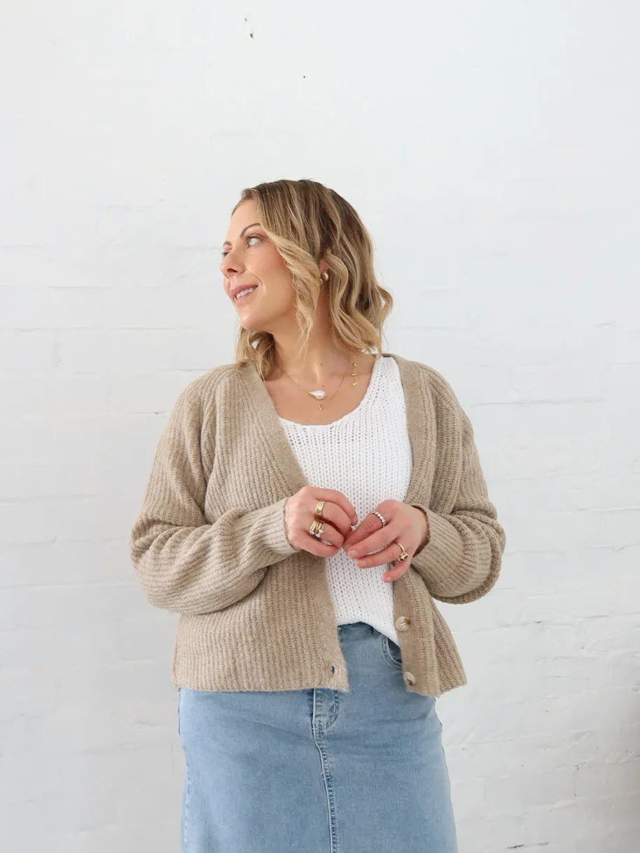 On-The-Go Dane Cardigan- Taupe