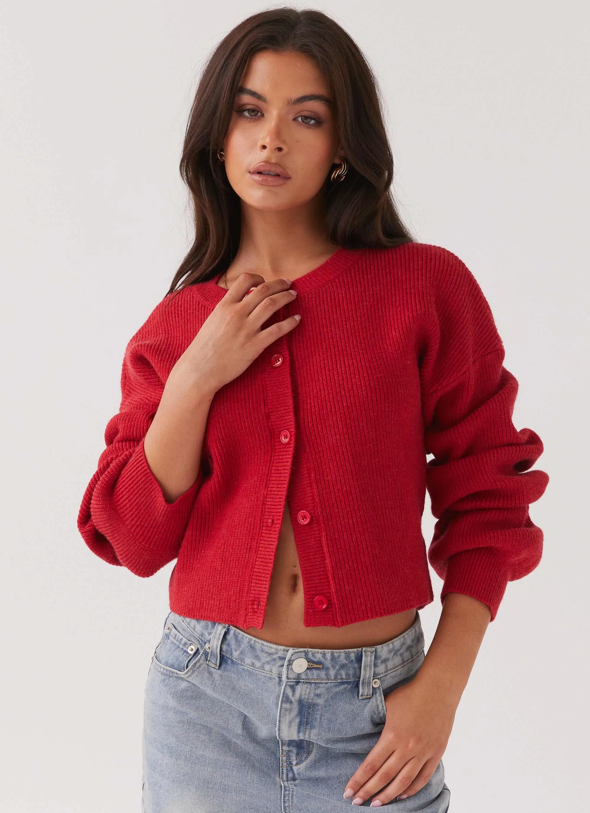 Daphne Knit Cardigan - Cherry TearResistant Reinforcements