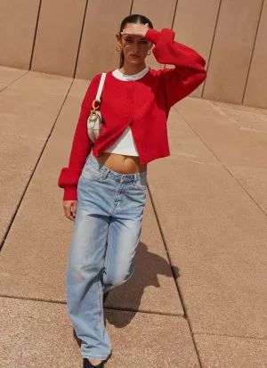 Daphne Knit Cardigan - Cherry Thermal Core Technology Sleek Layer Look