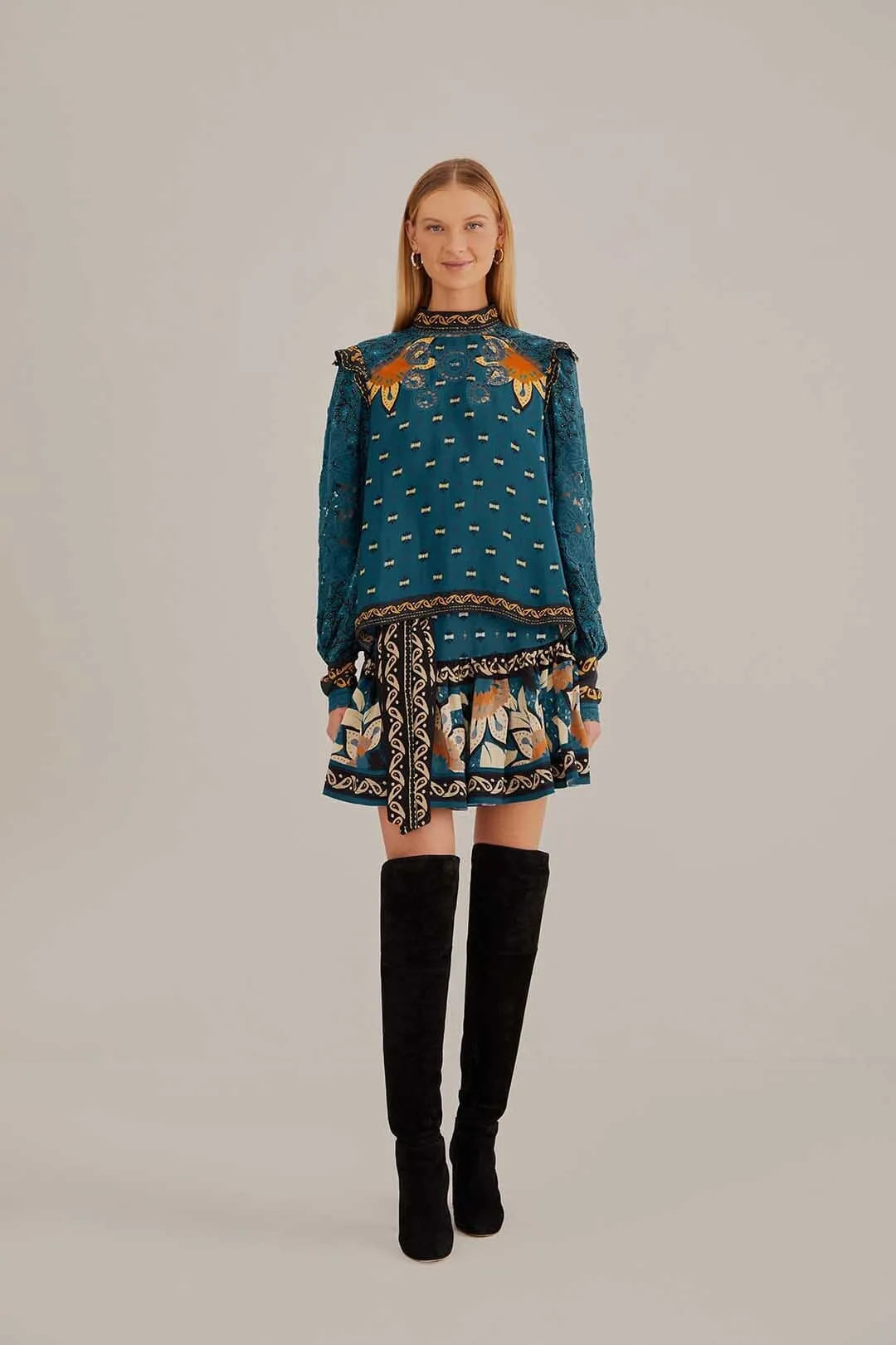 Blue Ainika Chill Mini Skirt Adjustable drawstring Runway Ready