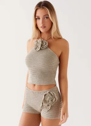 Active Wear Shorts Maia Rose Crochet Mini Shorts - Sage