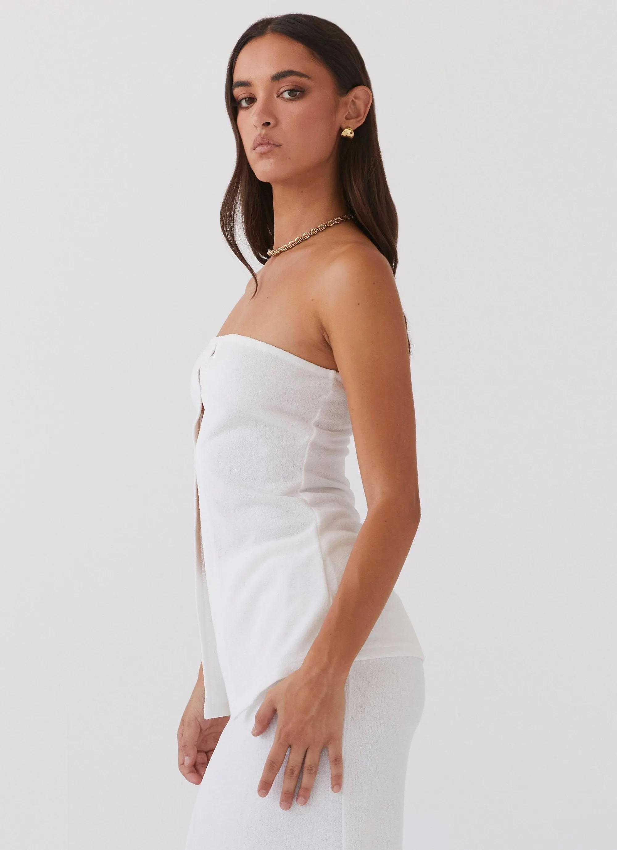 Delicate Lady Knit Top - White Fresh Casual Wear Odor Resistant Fabric