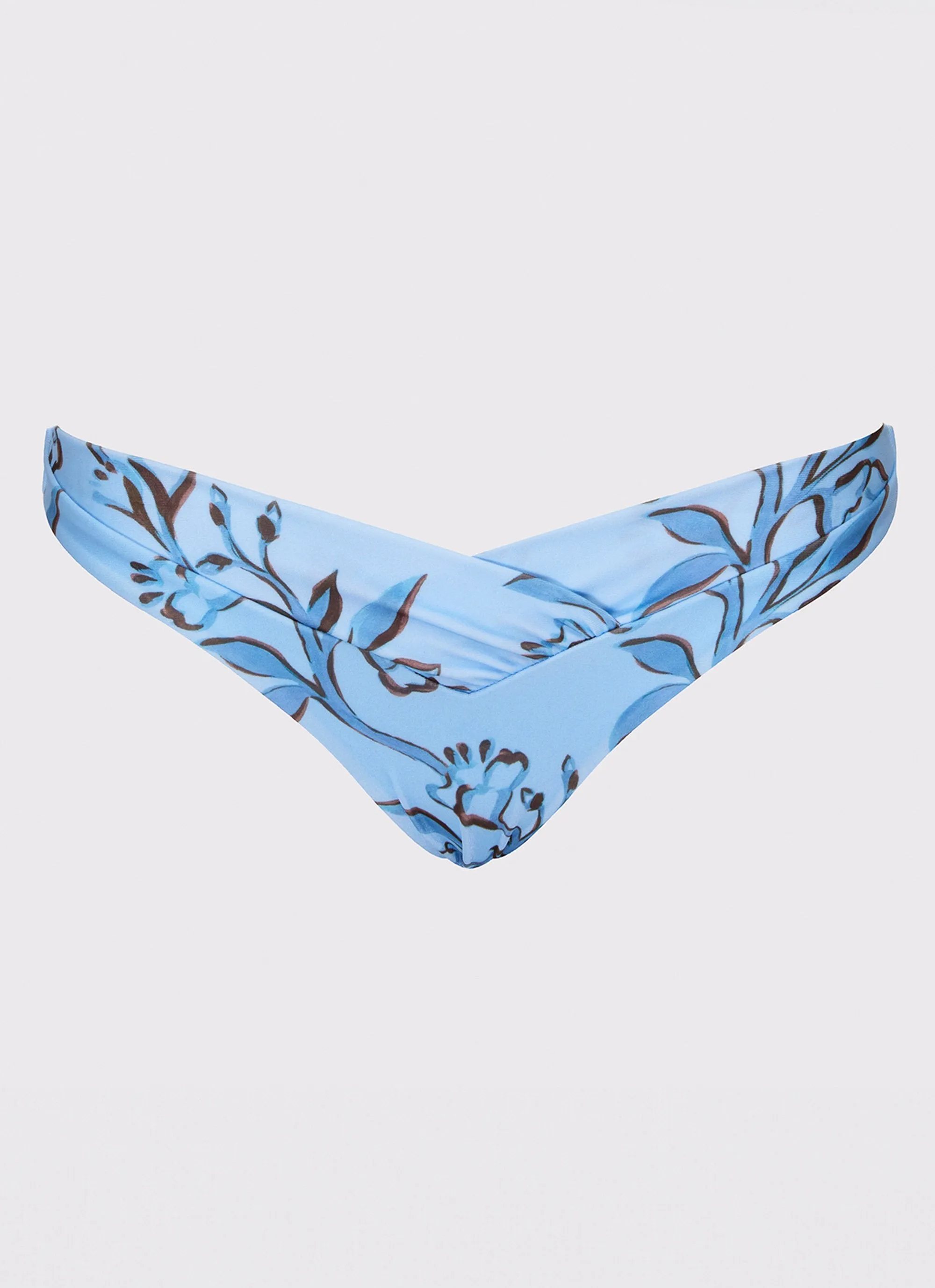 Recycled Polyester Blend Active-Lifestyle Delta Bikini Bottoms - Blue Floral Print