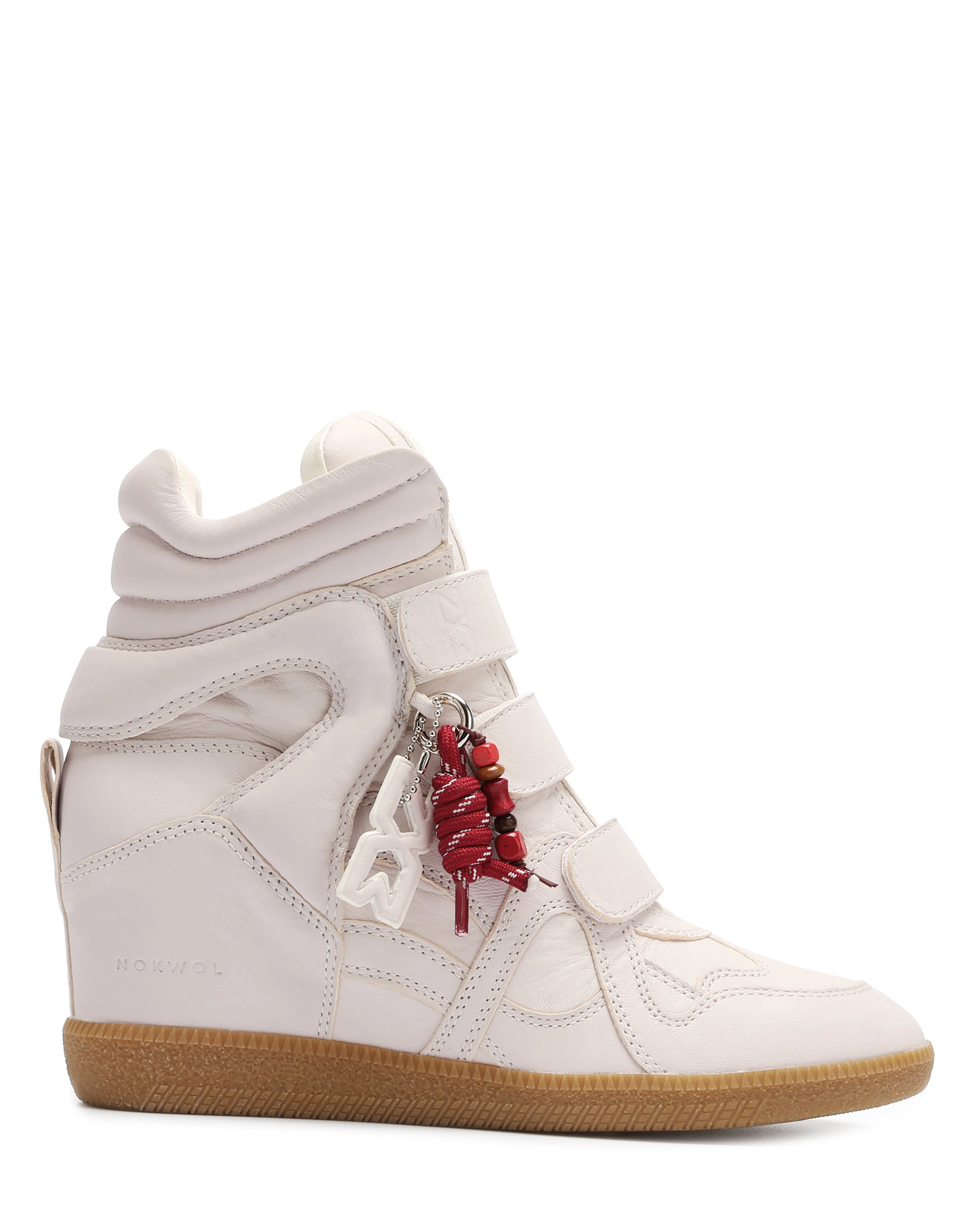 Demmi White Leather Sand Shade AnkleSupport