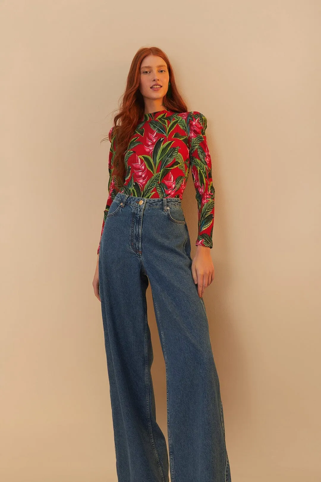 Eco Friendly Dye Process Chilly Weather Denim High Waist Pants
