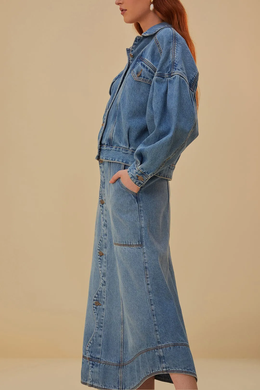 Budget Friendly Denim Wave Skirt