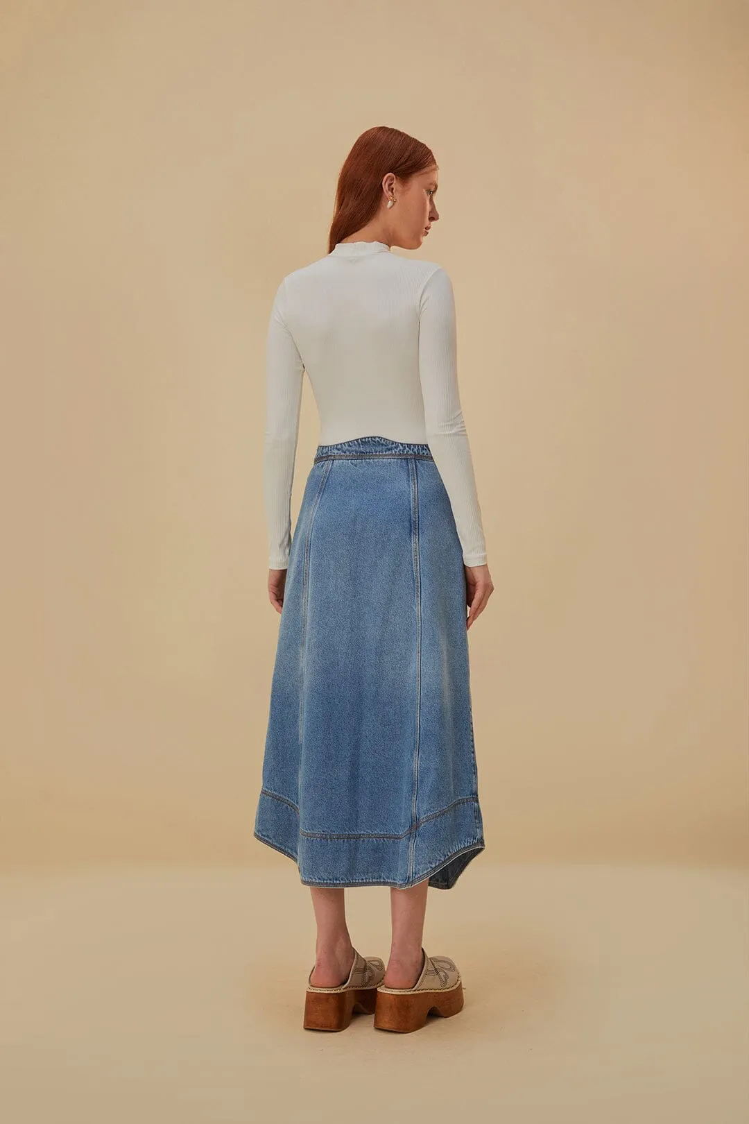 Denim Wave Skirt Hidden pockets Outfit Focused