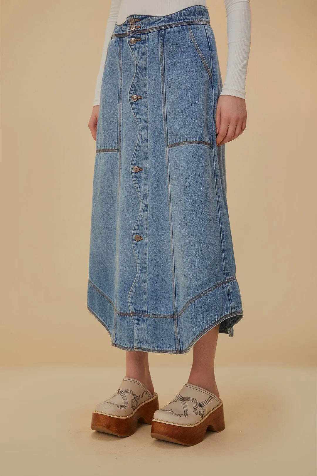 Denim Wave Skirt Contemporary Mood Creative Fashion