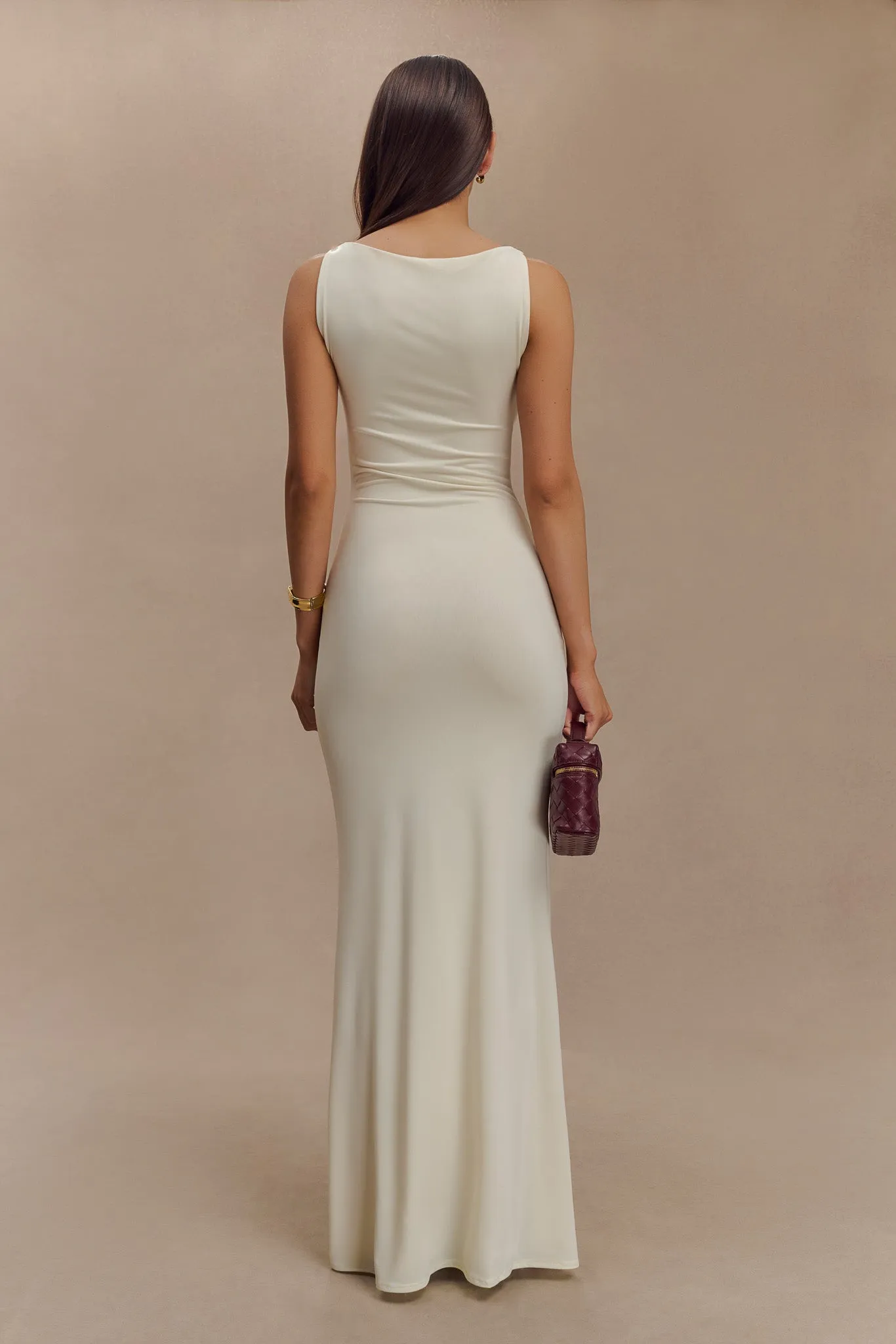 Tarna Sleeveless Slinky Maxi Dress - Bone ConvertibleNeckline