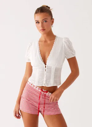 Devon Micro Shorts - Red Gingham Adjustable Fit retail industry
