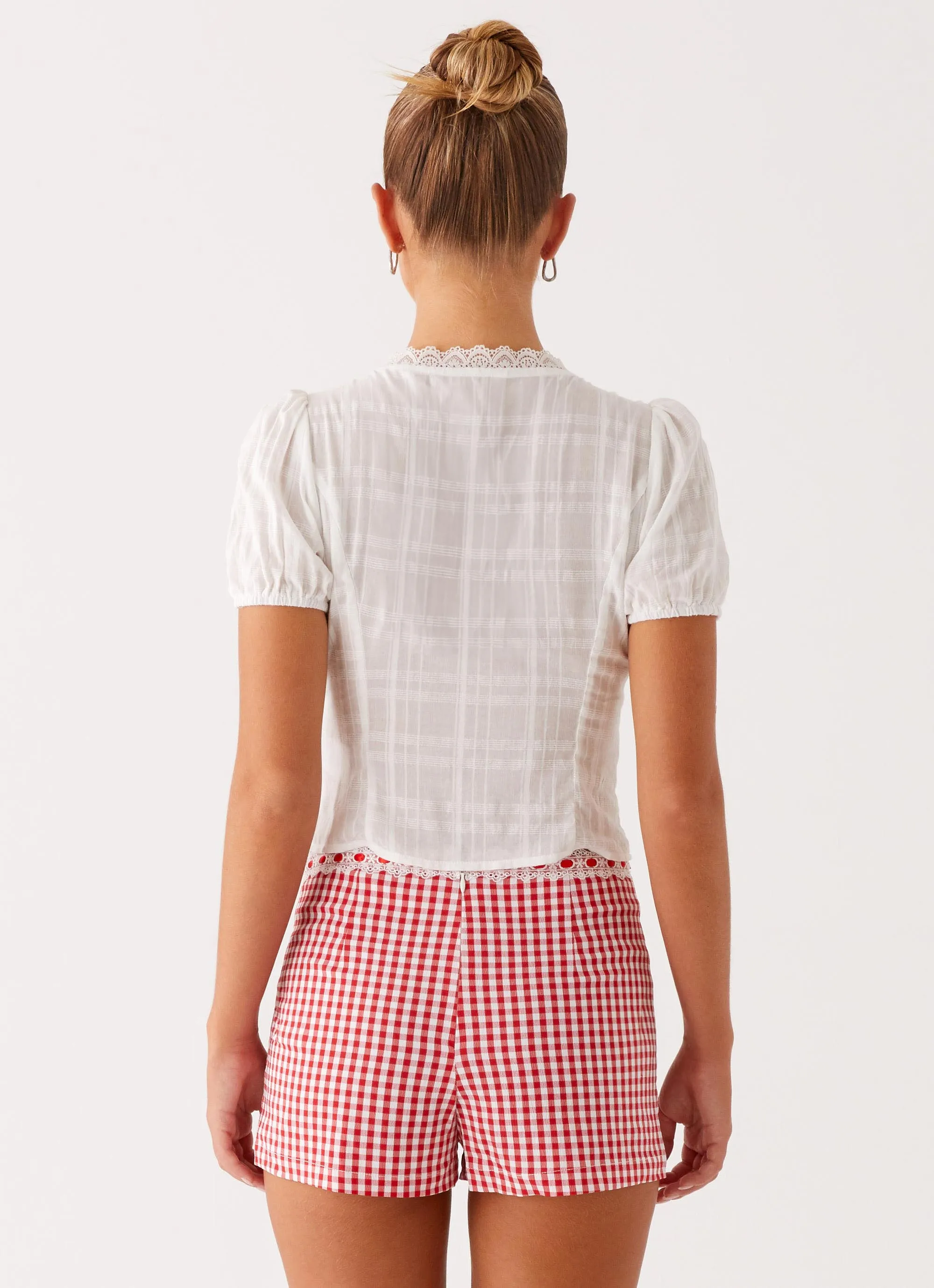 Devon Micro Shorts - Red Gingham Day Fit
