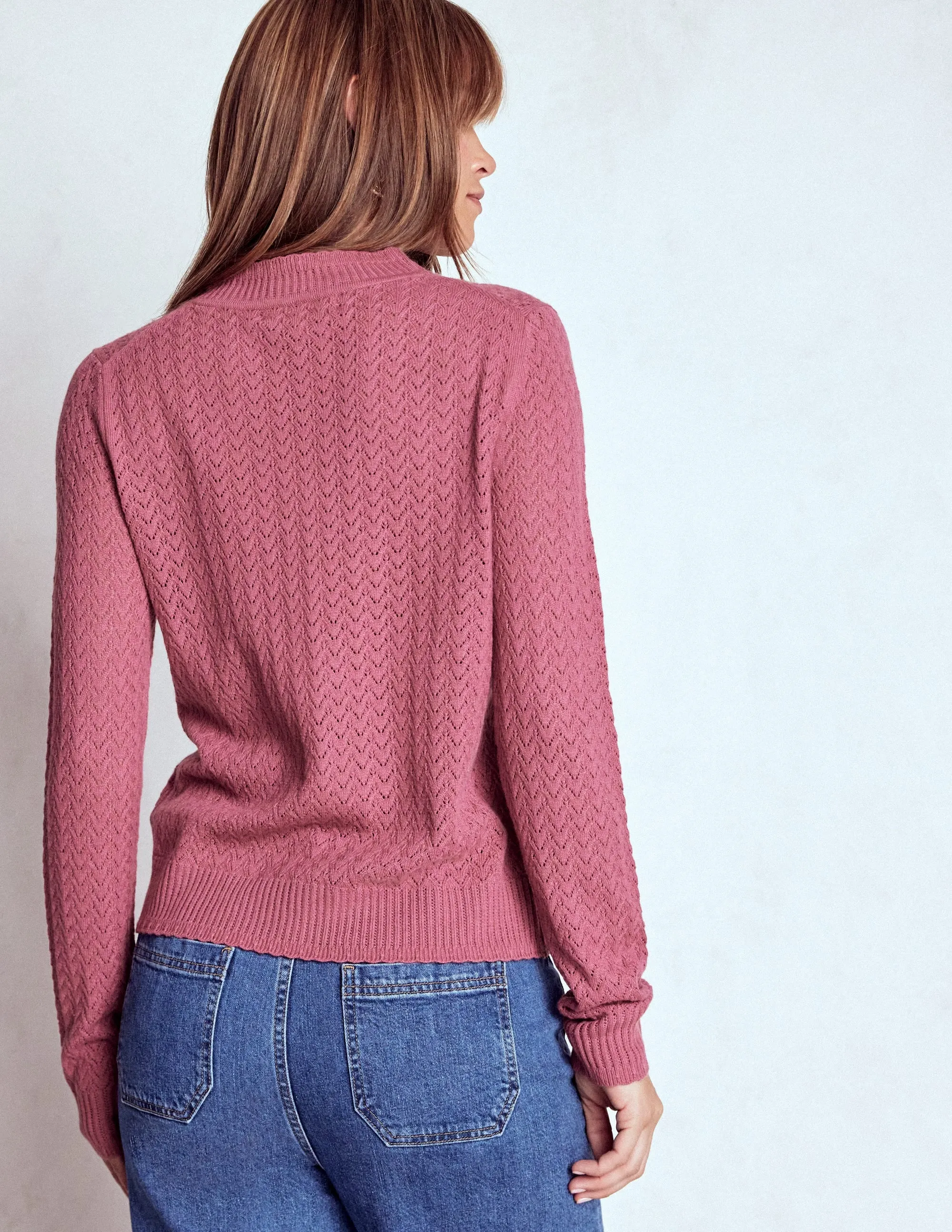 Diane Pointelle Cardigan-Pink Heather MultiDirectional Flexibility