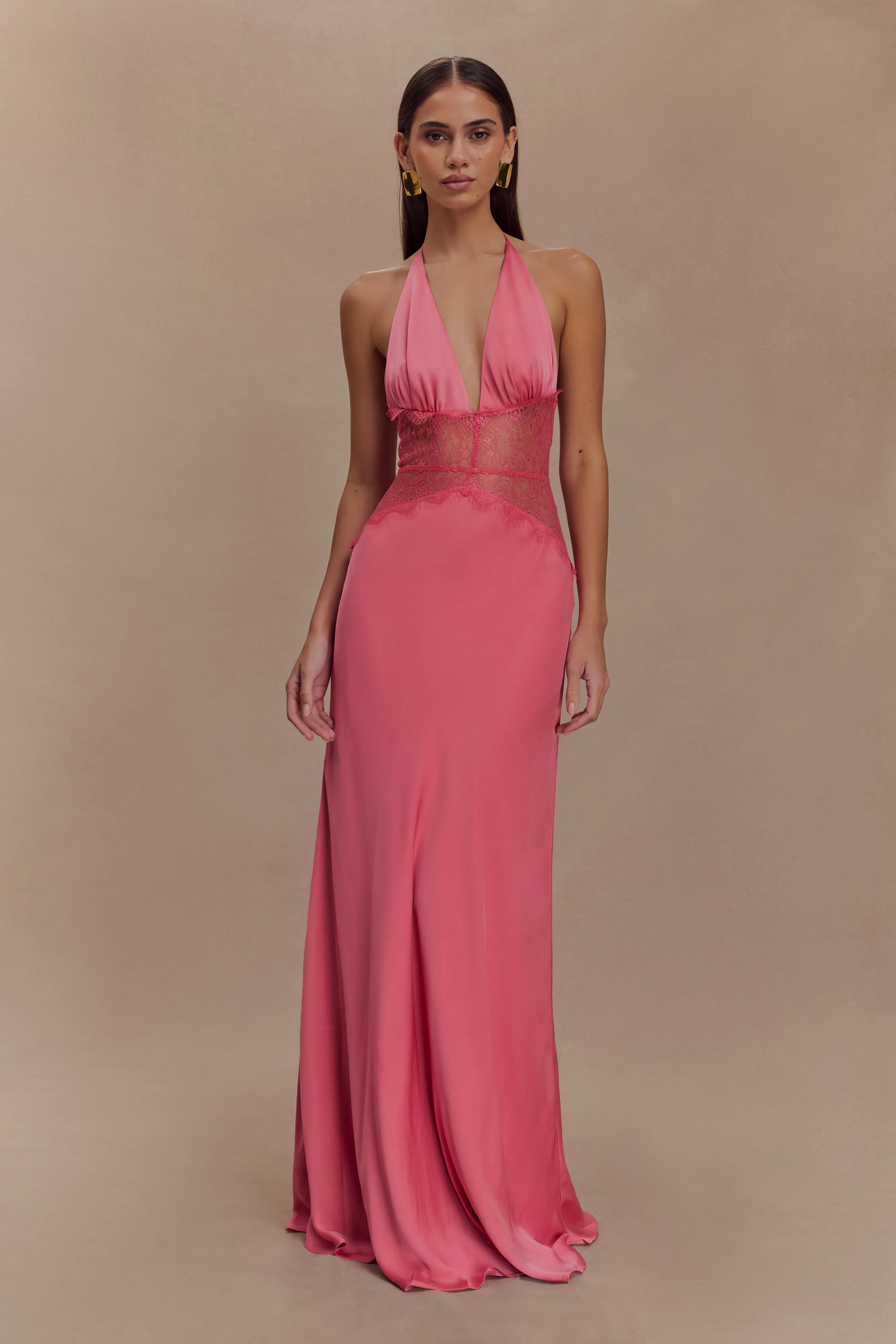 Special-Occasion Bare Glow Dinah Lace And Satin Maxi Dress - Blush Rose
