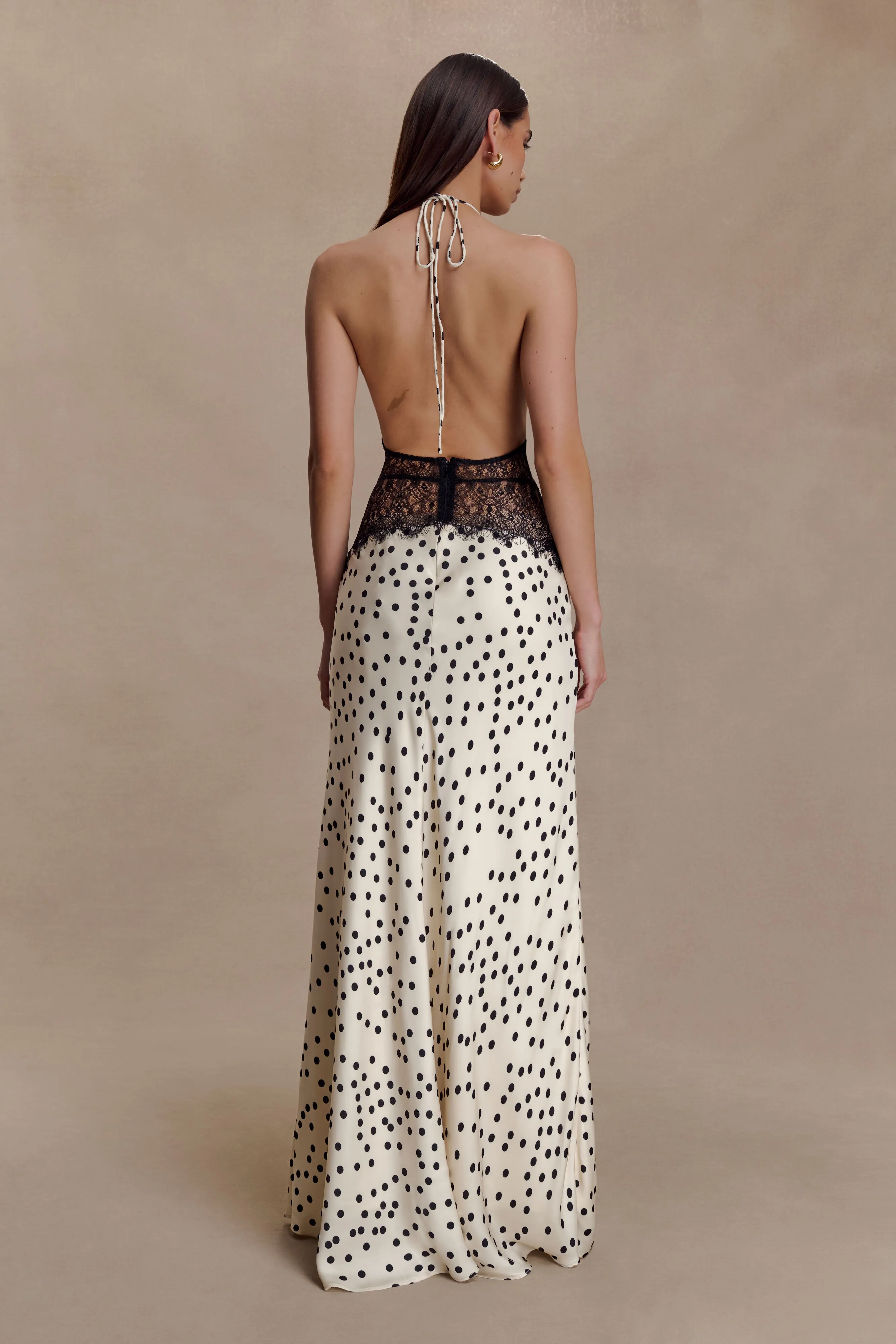 Dinah Lace And Satin Maxi Dress - Polkadot Retro Mood