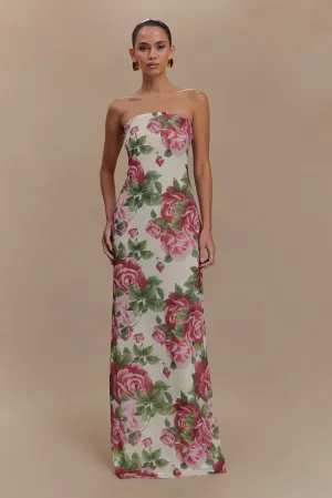 BiasCutSilhouette Ella Strapless Chiffon Maxi Dress - Sonia Rose Print