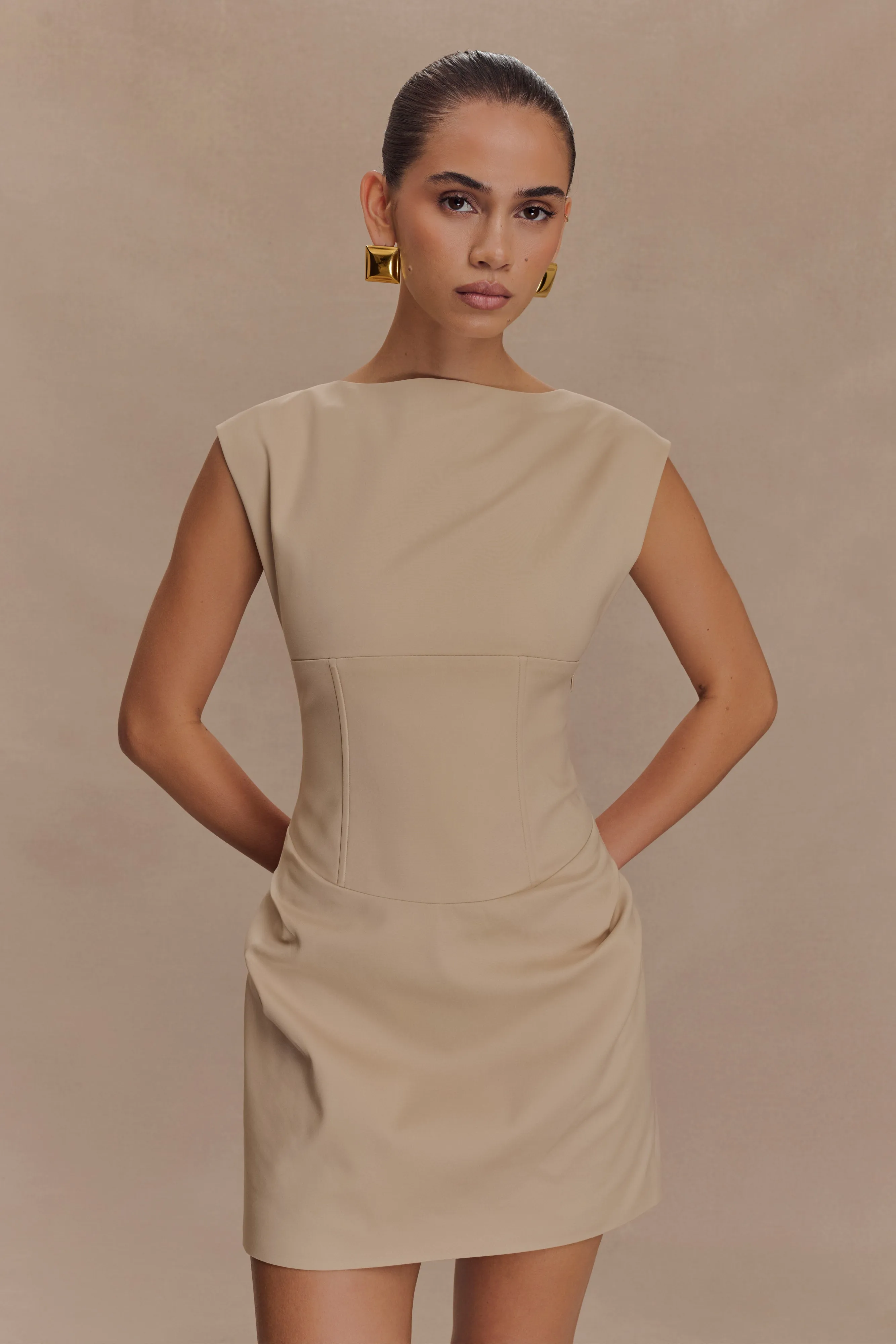 Vibrant Look Doris Sleeveless Mini Dress - Camel