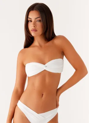 Soft Elasticity Delta Bandeau Bikini Top - White