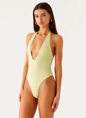 Delia One Piece Swimsuit - Lime Polka-Dots Sunny Days