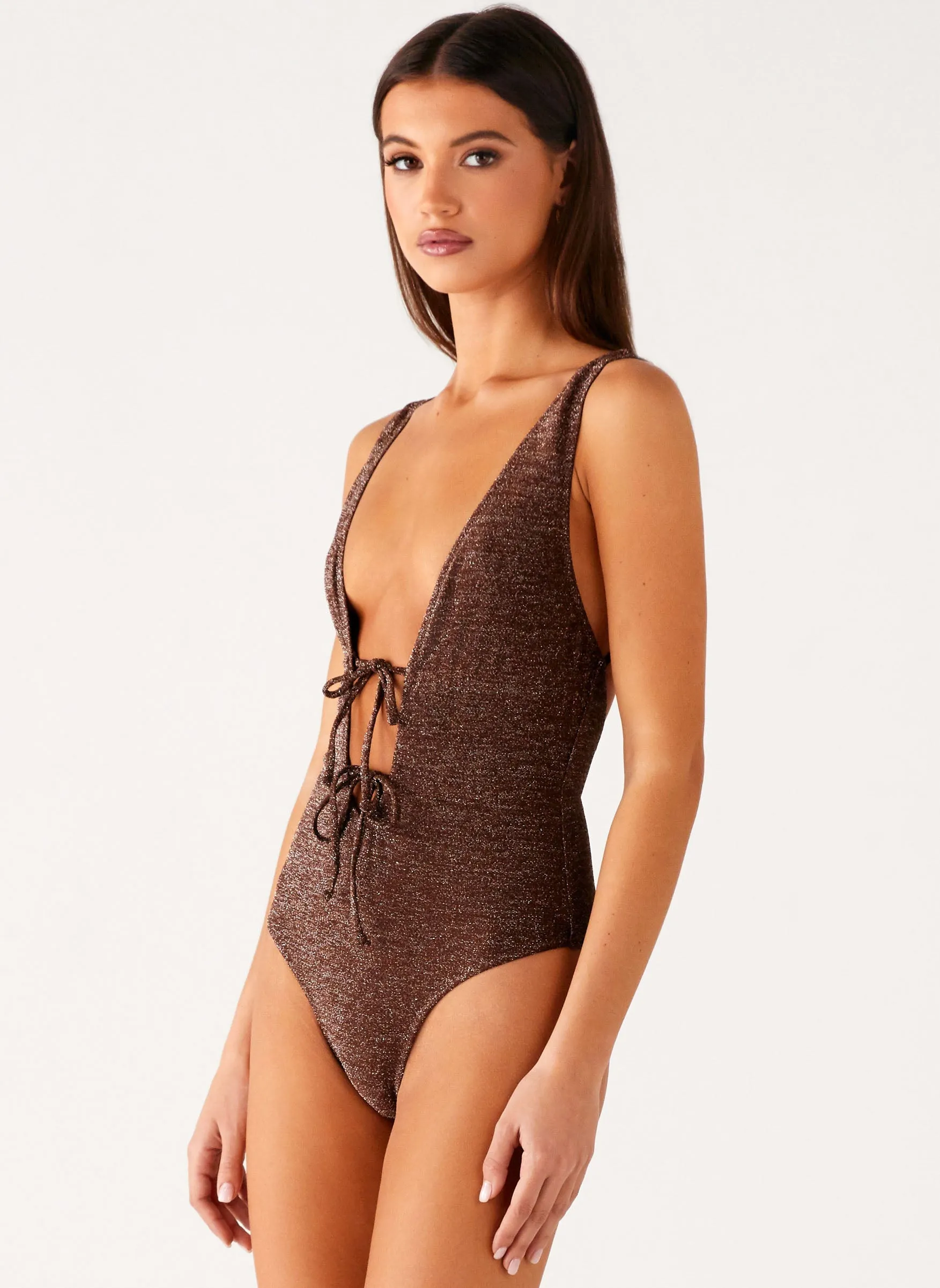 Minimal Seam Profile Drifter One Piece Swimsuit - Chocolate